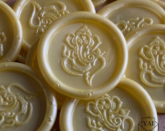 Butter Yellow Ganesh Wax Seals: Hindu Wedding Invitation Stickers