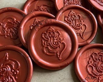 Maroon Ganesh Wax Seals: Wedding Invitation Embellishments