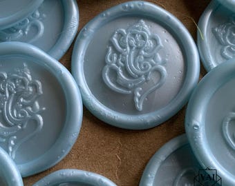 Baby Blue Ganesh Wax Seals: Wedding Invitation Embellishments