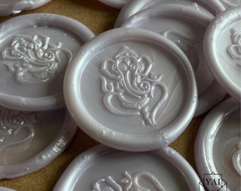Lavender Ganesh Wax Seals: Hindu Wedding Invitations, Handmade Stickers