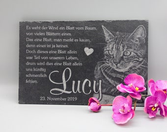 30 x 20 cm Premium-Schiefertafel als Grabstein für Tiere mit persönlichem Foto und Text - 1 cm dick