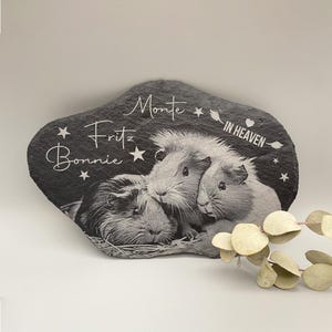Pet memorial plaque in the shape of a cloud – slate engraved with photo – loving keepsake for dogs, cats, guinea pigs – weatherproof