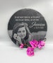 Round slate incl. engraving as a memorial stone personalized with photo and desired text as grave decoration in different sizes 