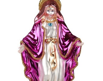 Maria Weihnachtsbaumfigur aus Glas pink