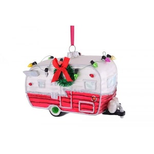 Caravan Christmas tree figure made of glass