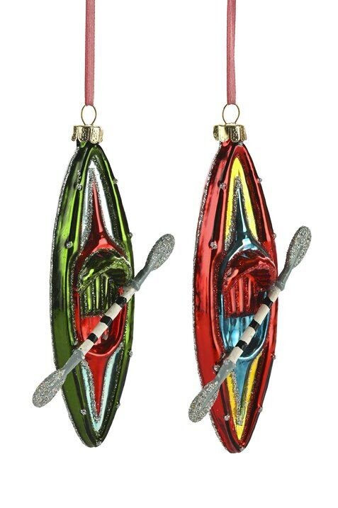 Kayak Christmas tree ornament made of glass