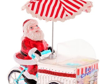 Santa mit Eiswagen Weihnachtsbaumfigur aus Glas