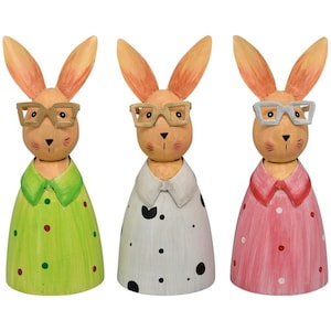 Conejito de Pascua de metal con gafas