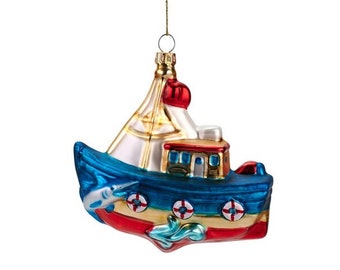 Segelboot Weihnachtsbaumfigur aus Glas