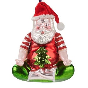 Santa glass Christmas tree figure meditating