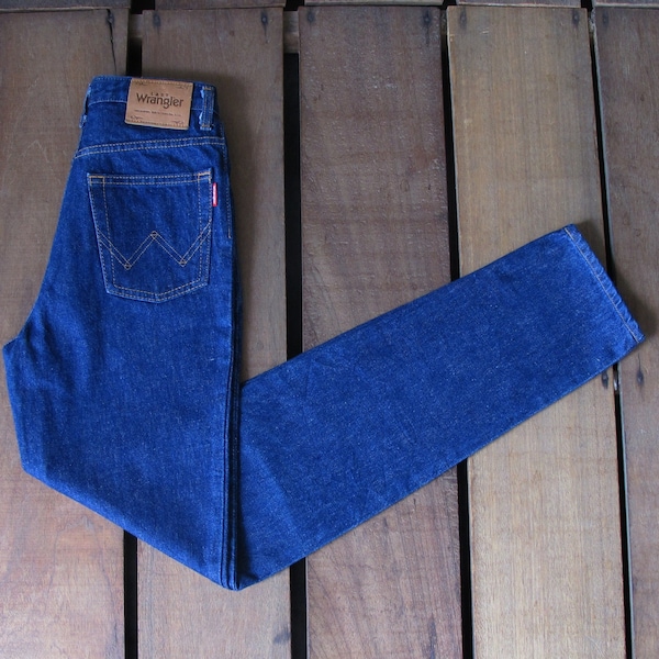90's Lady Wrangler High Waist Straight Leg Jeans W22 Vintage Wrangler Dark Blue Mom Jeans Made In Japan