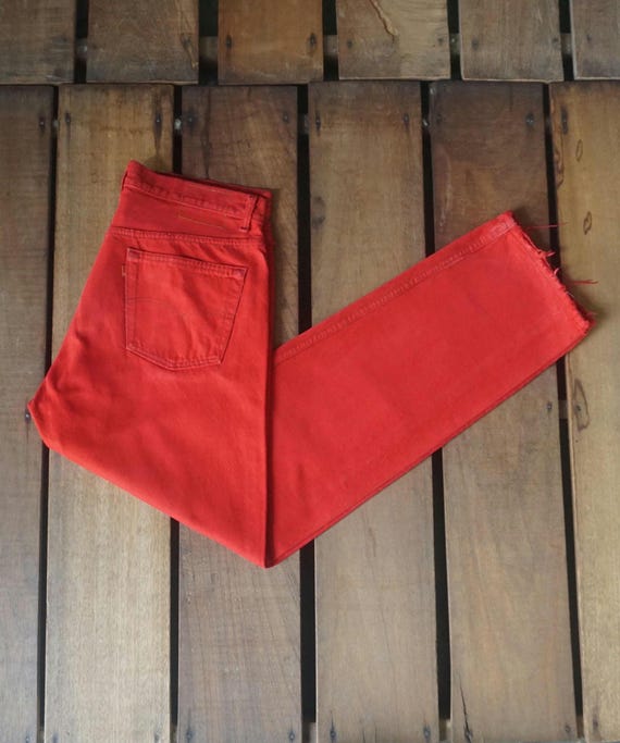 Vaqueros de mezclilla rojo oscuro Levi Strauss Co 501 Fit de los