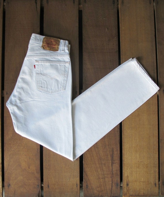 90s Levi Strauss & Co 501 White Straight Leg Denim Men W29 Vintage 
