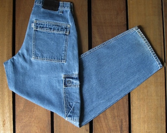 90s Levi's Silver Tab Jeans: Vintage Blue Stone Wash Wide Leg Denim (W28)