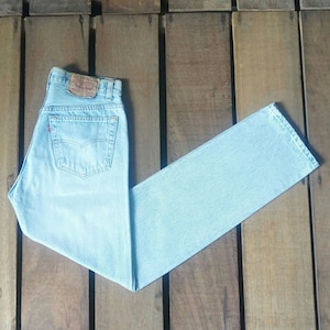 90&#39;s Levi Strauss 501 Medium Blue Stone Wash Straight Leg Jeans Men W30 Vintage Levis 501-5900 High Waist Button Fly Denim Made In USA