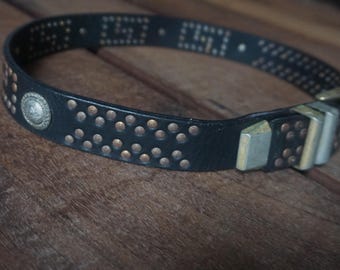 Vintage Gianni Versace Medusa Leather Stud Belt - XS, Made in Italy