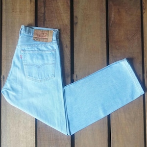 Vintage 90s Levi&#39;s 501 Jeans: Faded Light Blue Wash, Straight Leg W30