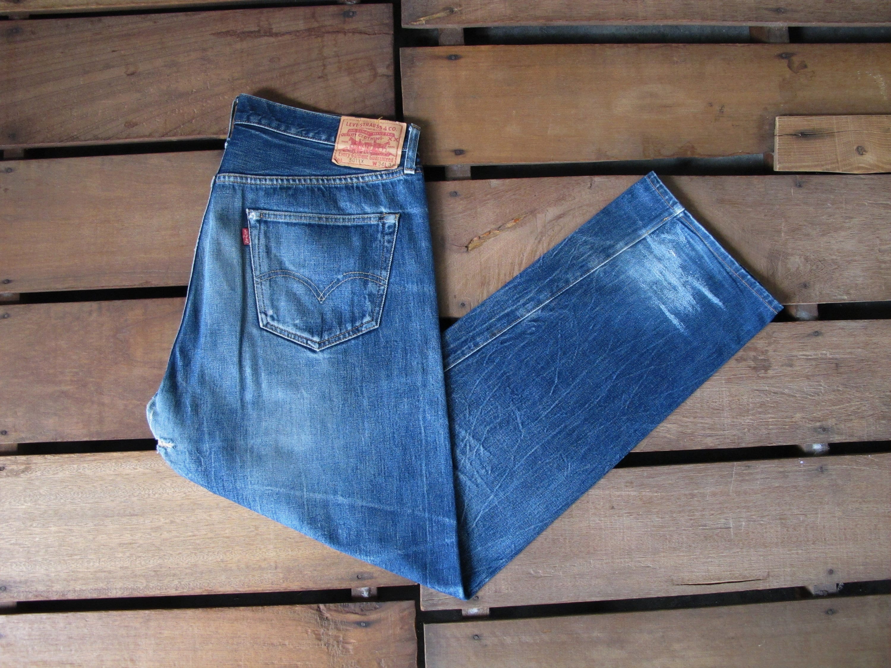 90's Distress Levi Strauss & Co Big E 501XX Selvedge Faded - Etsy