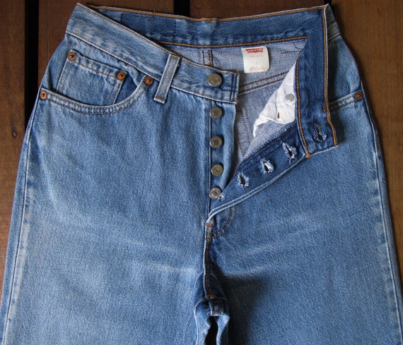 80's Levi Strauss & Co 501 Fit Faded Blue Tapered… - image 3