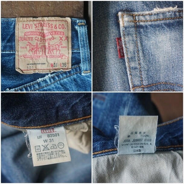 90's Distress Levi Strauss & Co 501 Redline Faded Dark Blue