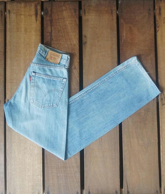 LEVI’S / 90's 503B selvedge denim pants 90s Vintage Levi's 503 Selvedge Jeans: Faded Light Blue, Made in