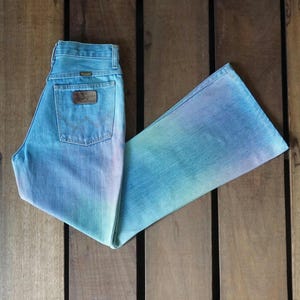 90s Wrangler High Waist Bootcut Jeans: Vintage Rainbow Denim, Made in Japan