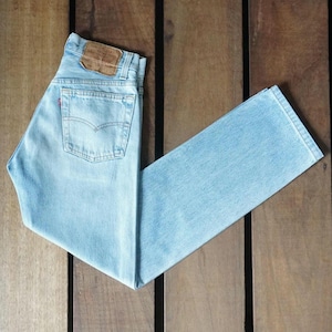 Vintage Levi&#39;s 501 Jeans: 90s Light Blue Denim, High Waist, Made in USA