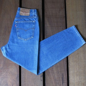80&#39;s Levi Strauss & Co 501 Fit Faded Blue Tapered Leg Denim W24 Vintage Levis 17501-0158 High Waist Mom Jeans Button Fly Made In USA size 11