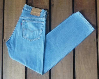 90's Levi Strauss 501 Straight Leg Medium Blue Stone Wash Jeans