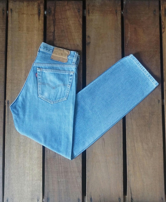90's Levi Strauss 501 Straight Leg Medium Blue Stone Wash Jeans