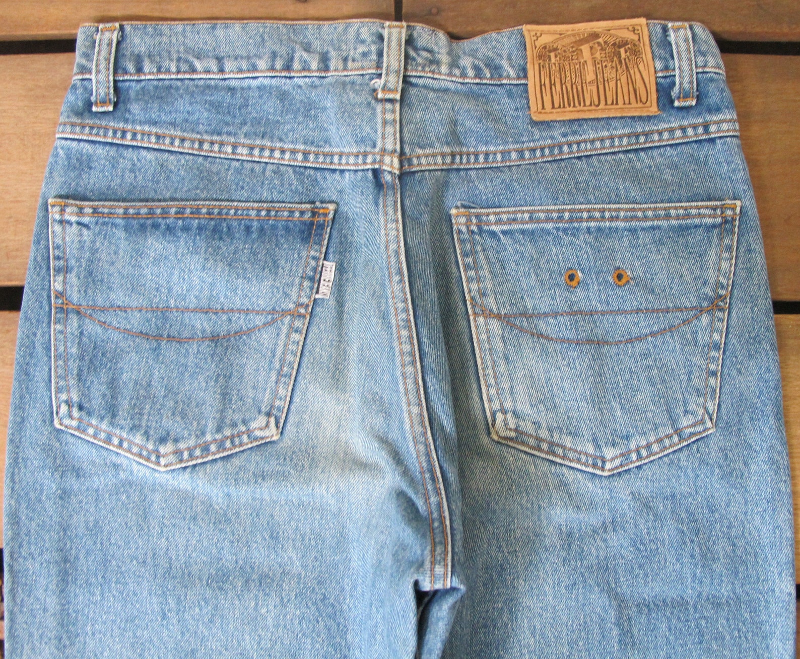 90s FERRE JEANS Medium Blue Straight Leg Jeans Men W32 Vintage | Etsy