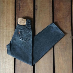 90&#39;s Levi Strauss 31450 tapered Leg Jeans W20 Vintage Levis 3145-4159 Mom jeans Black Denim