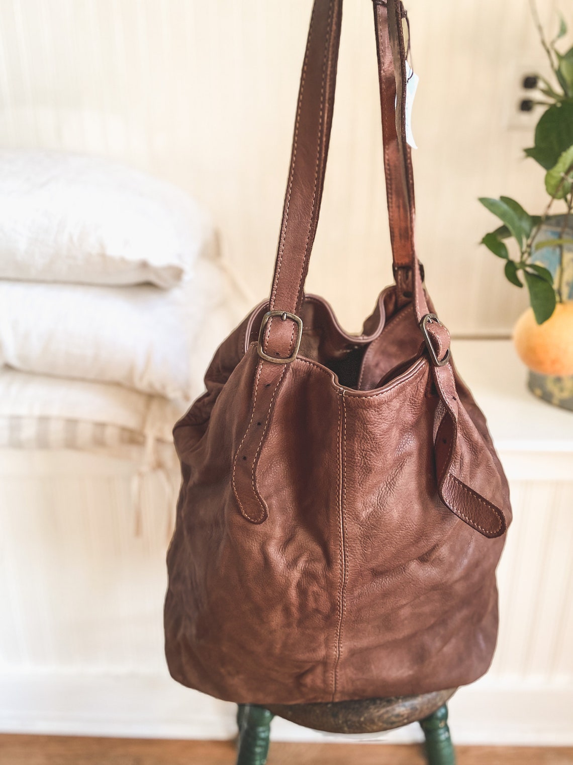 Distressed Italian Leather handmade handbag/ shoulder bag | Etsy