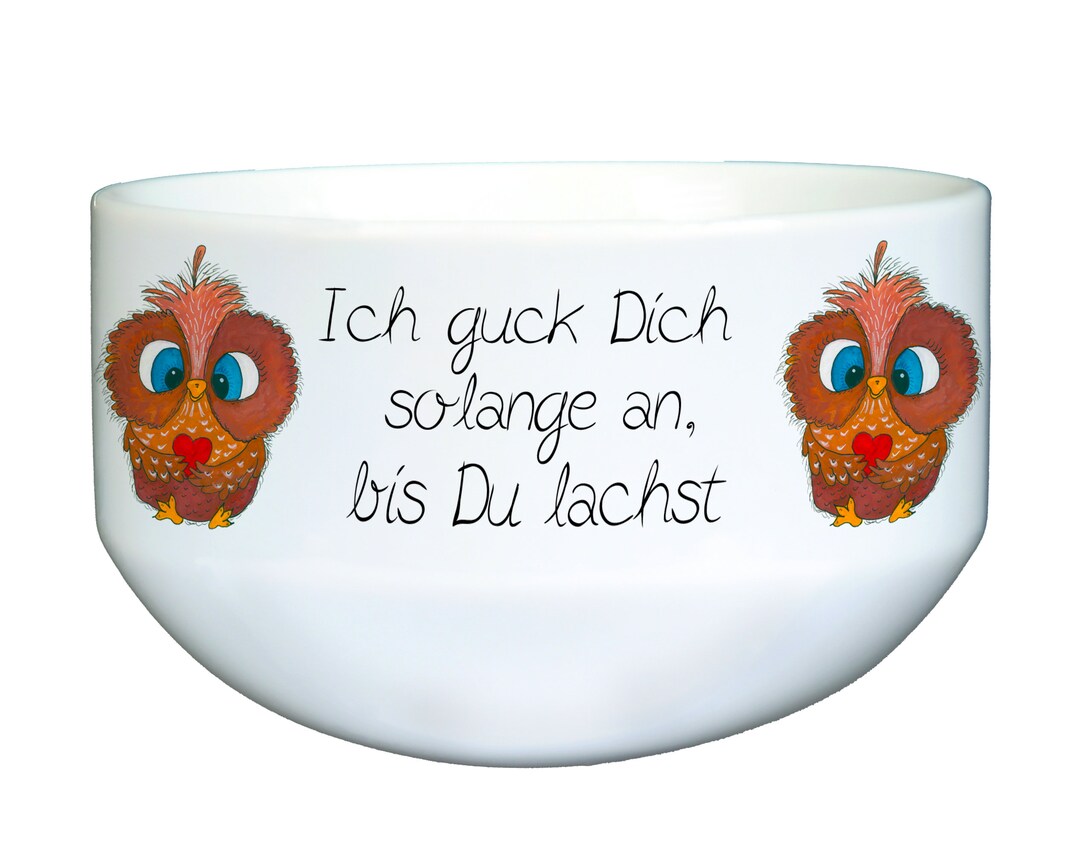 Müslischale Eule 01 mit Spruch Keramikschüssel, Eulenliebhaber