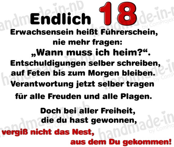 Tasse 18.Geburtstag mit Spruch, Volljährig Geschenkidee, Geburtstagskind,  Geschenk 18. Geburtstag - .de