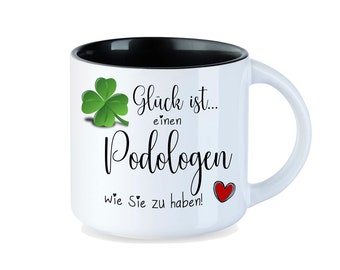 Geschenk Podologe Tasse BIG mit Spruch Glück ist ... Dankeschön Fußpflege,  bester Podologe, Geschenk Fußpfleger, Abschied Podologe