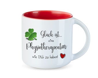 Geschenk Physiotherapeutin Tasse BIG mit Spruch Glück ist ... Dankeschön Physiotherapie, Abschied Therapie, beste Physiotherapeutin