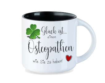 Geschenk Osteopath Tasse BIG mit Spruch Glück ist ... Dankeschön Arzt,  bester Osteopath, Geschenk Heiler, Abschied Therapeut