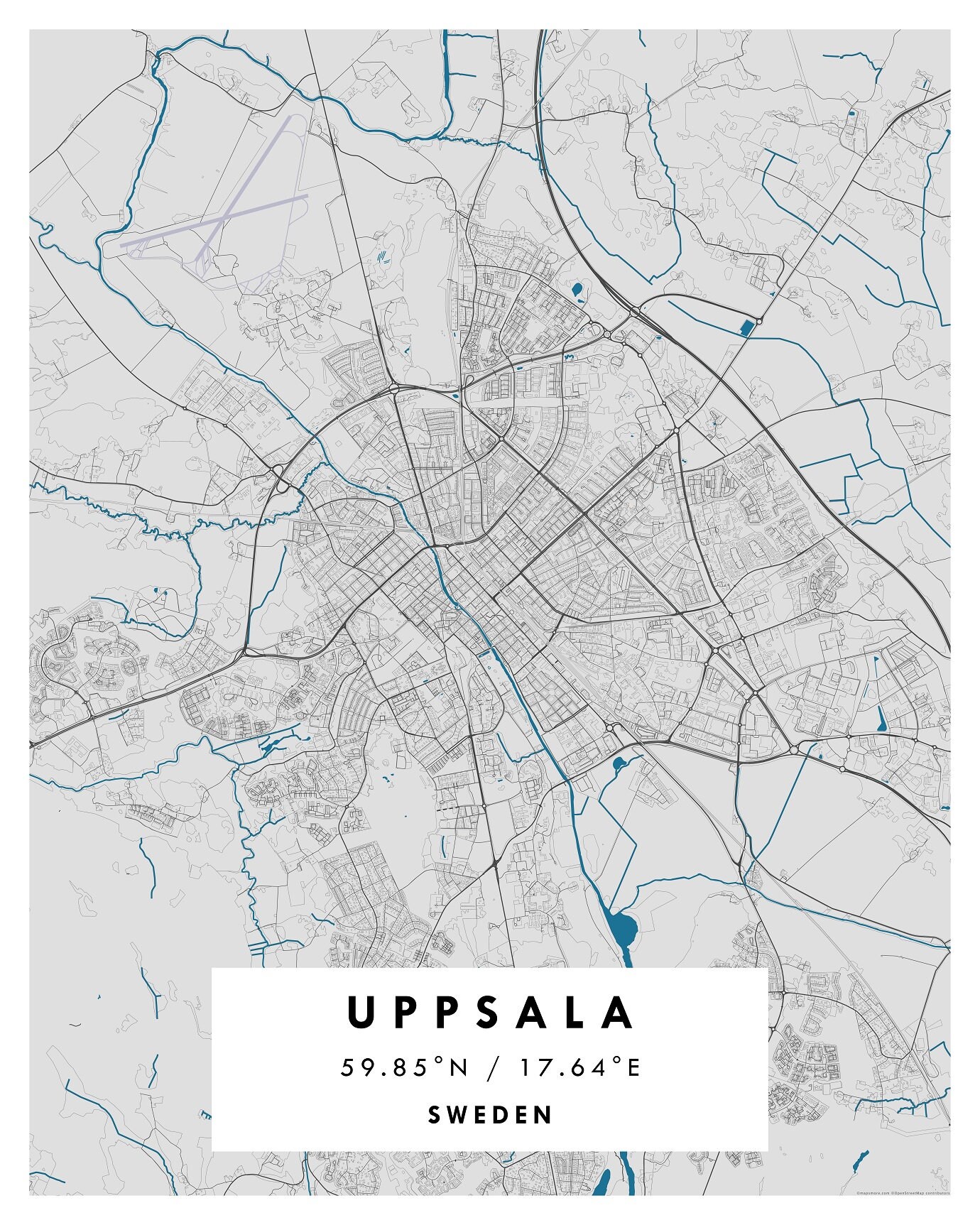 UPPSALA Map City Poster Upsala Karta Digital Download - Etsy