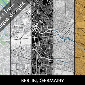 Carte de BERLIN, affiche de la ville, Allemagne, Berlin karte, carte d'affiche moderne, affiche de Berlin, téléchargement numérique, prêt à imprimer, cadeau, art mural mariage