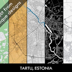 Carte TARTU, Affiche de la ville, Estonie, Tartu kaart, Téléchargement numérique, Carte minimaliste de Tartu, Impression de carte moderne, Plan de rue, Cadeau de mariage, Art mural