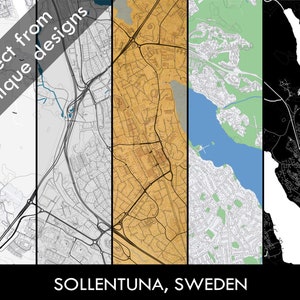SOLLENTUNA Map, City Poster, Suède, Sollentuna karta, Téléchargement numérique, Prêt à imprimer, Cadeau, Impression de carte, Impression de carte moderne, Art mural