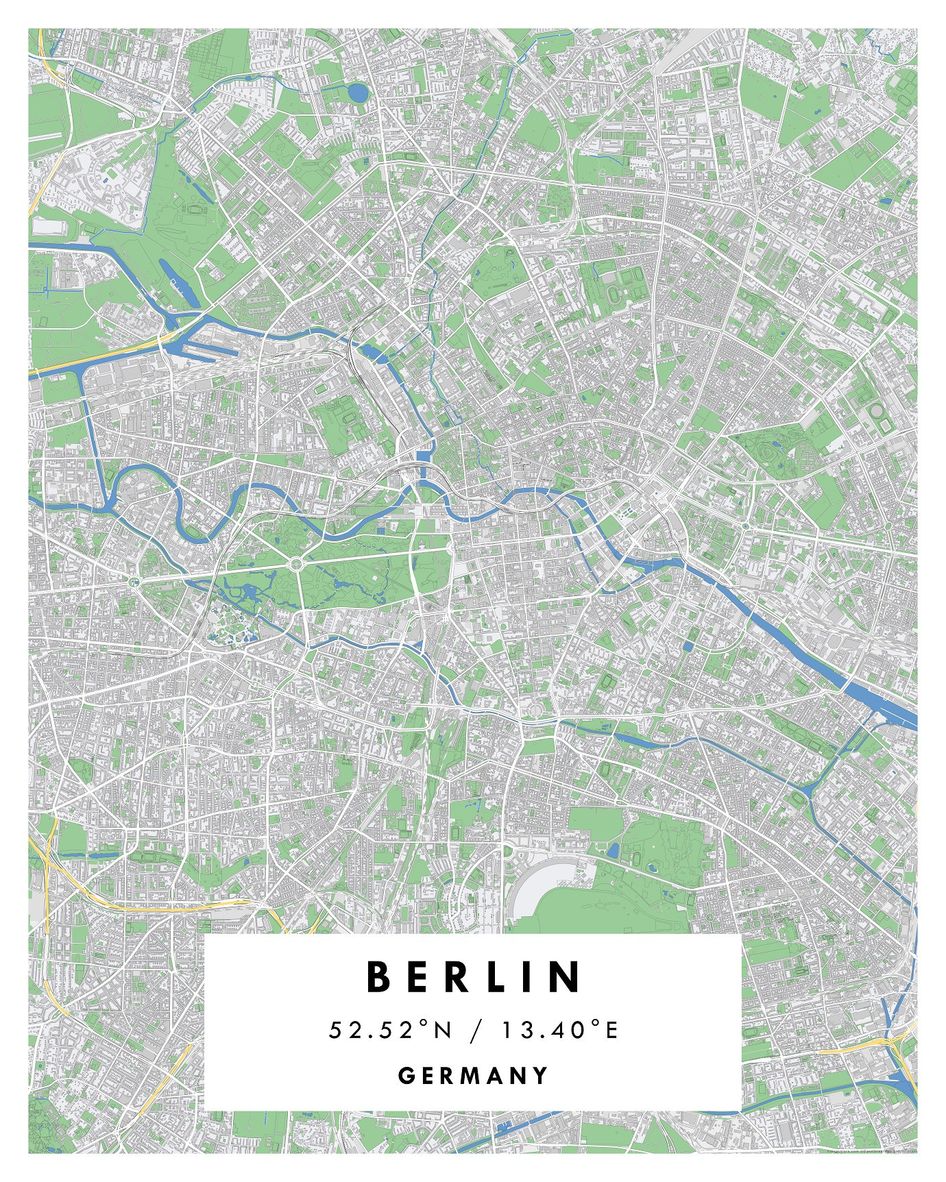 BERLIN Map, City Poster, Germany, Berlin Karte, Modern Poster Map ...