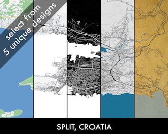 Mappa SPLIT, Poster della città, Croazia, karta Splita, Download digitale, Mappa moderna, Strade di Spalato, Mare di Spalato, Pronto per la stampa, Regalo, Arte della parete
