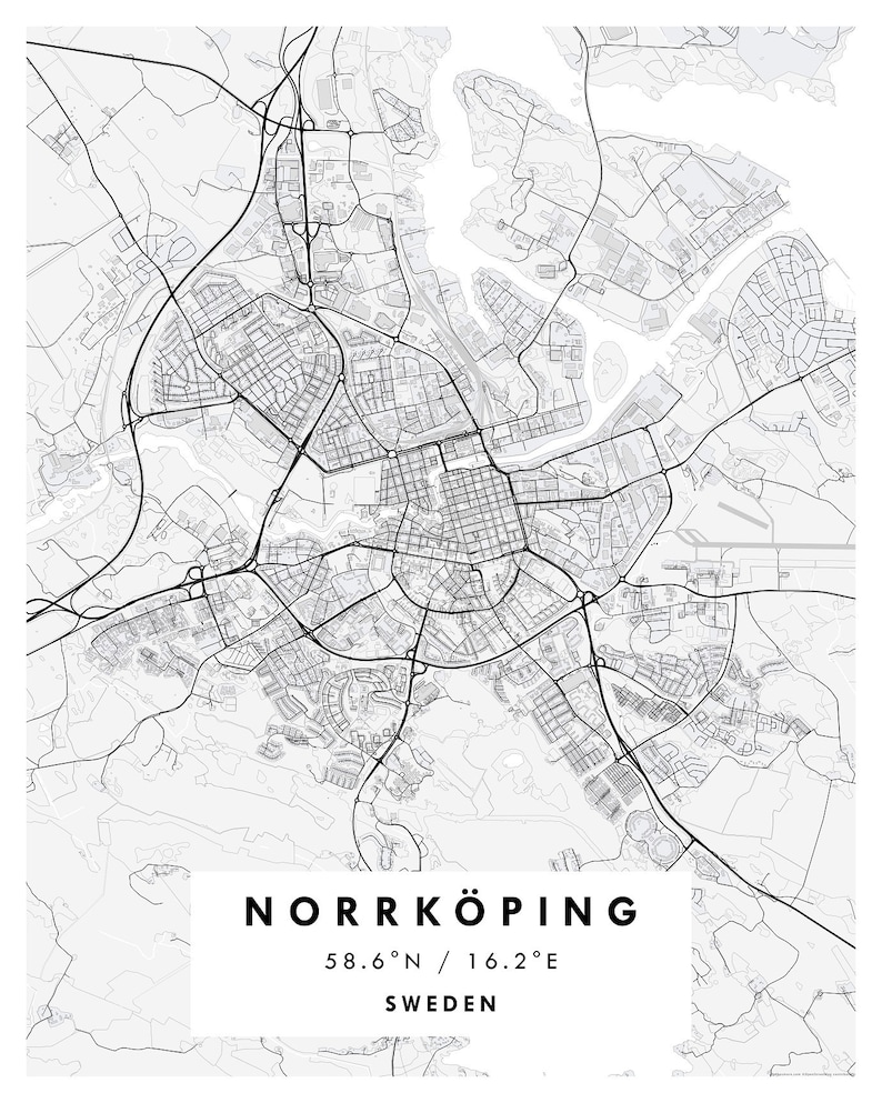 NORRKÖPING Map, City Poster, Sweden, Norrköping Karta, Map of ...