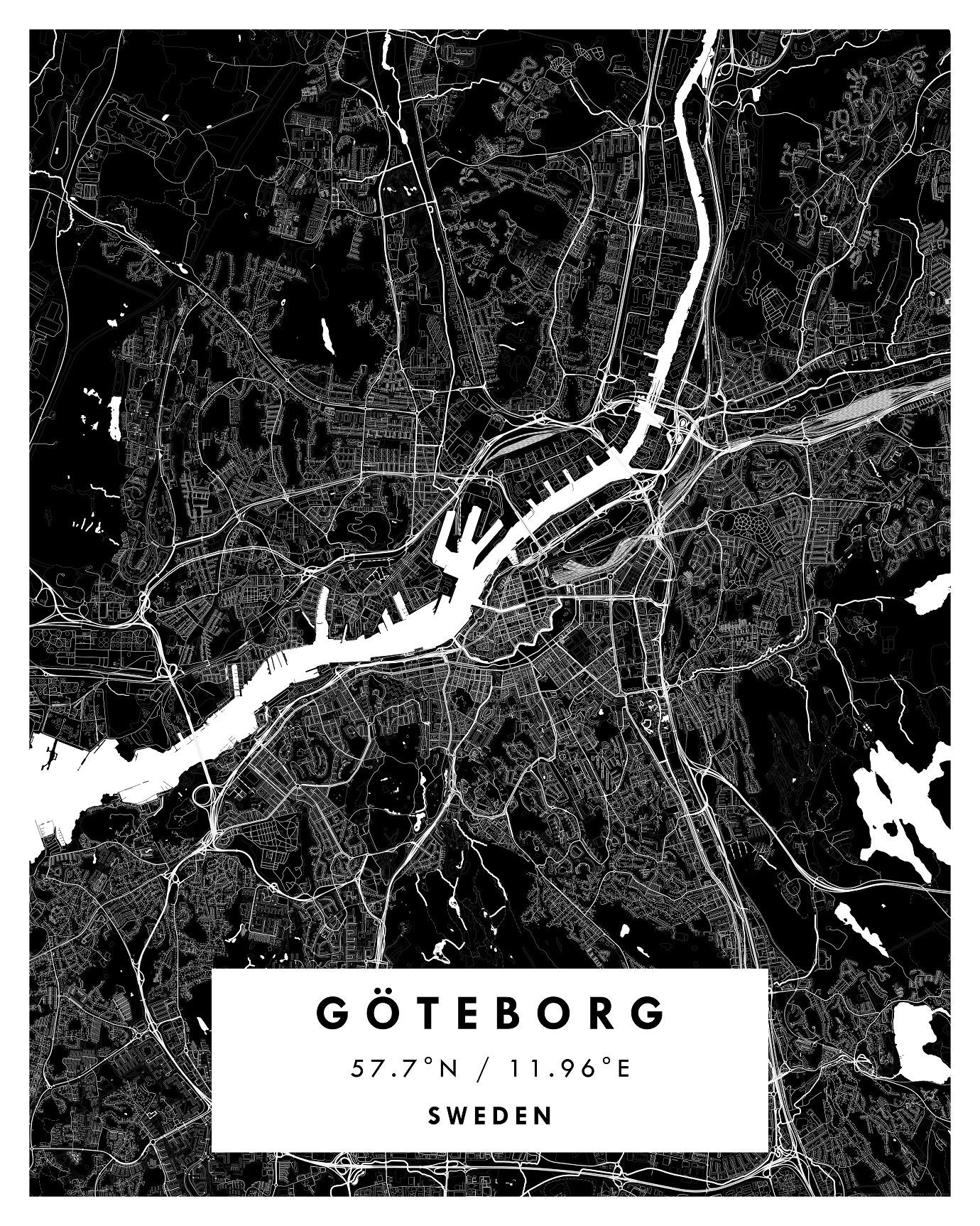 GÖTEBORG Map, City Poster, Croatia, Göteborg Karta, Map of Göteborg ...