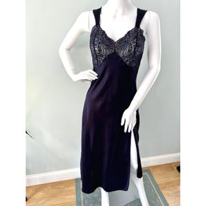 Vintage Victoria&#39;s Secret Gold Label Dark Purple Satin Slip Dress Gown size P