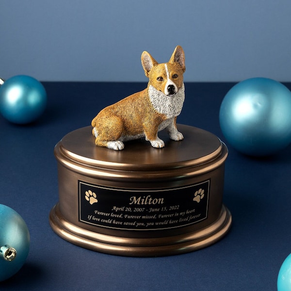 Custom Engraved Corgi Dog Memorial Cremation Urn, Decorative Keepsake Urn for Ashes, Perfect Pet Urn for Dogs, Custom Dog Urn for Ashes