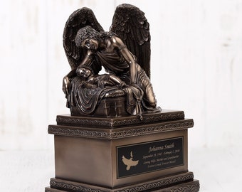 Perfect Memorials Custom Engraved Bronze Angel and Child Cremation Urn