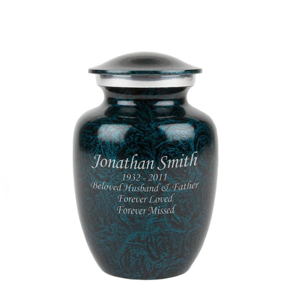 Perfect Memorials Custom Engraved Small Deep Blue Sea Brushed Cremation Urn